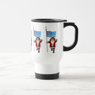 Santa Claus With Ensign Of Aruba Travel Mug