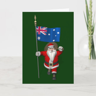 Santa Claus With Ensign Of Australia Holiday Card