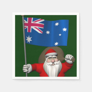 Santa Claus With Ensign Of Australia Paper Napkins