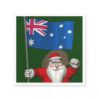 Santa Claus With Ensign Of Australia Paper Napkins
