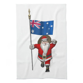 Santa Claus With Ensign Of Australia Towel