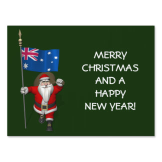 Santa Claus With Ensign Of Australia Yard Sign