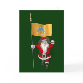 Santa Claus With Ensign Of Bali Holiday Card