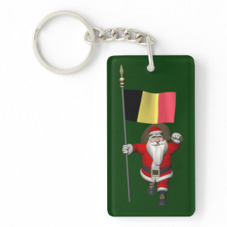 Santa Claus With Ensign Of Belgium Keychain