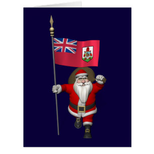 Santa Claus With Ensign Of Bermuda Cards