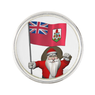 Santa Claus With Ensign Of Bermuda Lapel Pin