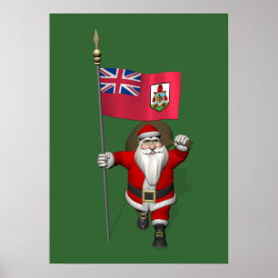 Santa Claus With Ensign Of Bermuda Poster
