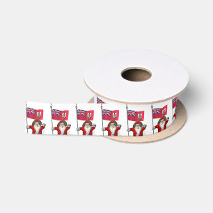 Santa Claus With Ensign Of Bermuda Satin Ribbon