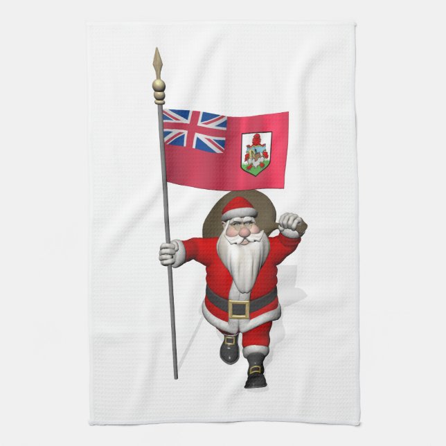 Santa Claus With Ensign Of Bermuda Towel (Vertical)