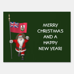 Santa Claus With Ensign Of Bermuda Yard Sign