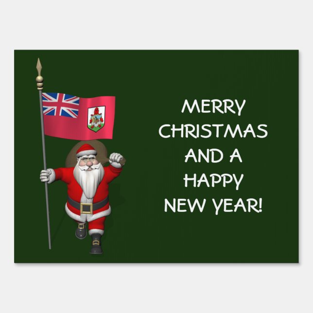 Santa Claus With Ensign Of Bermuda Yard Sign (Front)