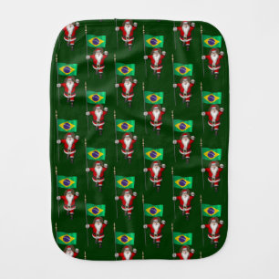 Santa Claus With Ensign Of Brazil Burp Cloth