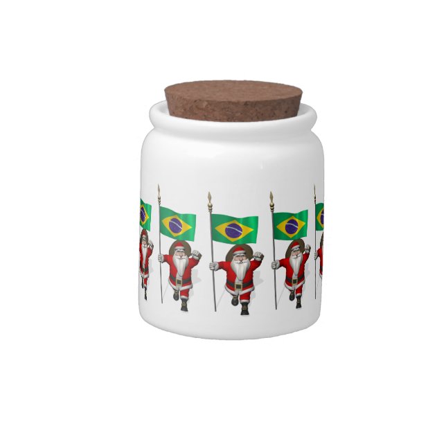 Santa Claus With Ensign Of Brazil Candy Jar (Left)