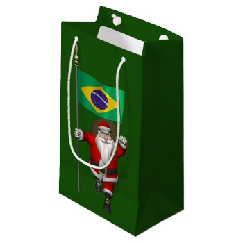 Santa Claus With Ensign Of Brazil Small Gift Bag by santa_world_flags at Zazzle