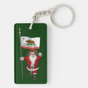 Santa Claus With Ensign Of California Keychain