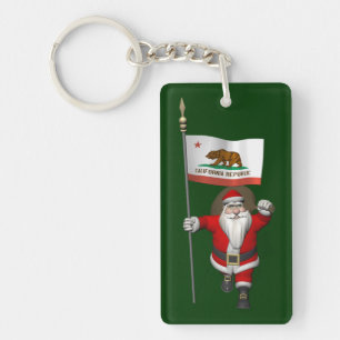 Santa Claus With Ensign Of California Keychain