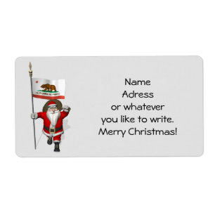 Santa Claus With Ensign Of California Label