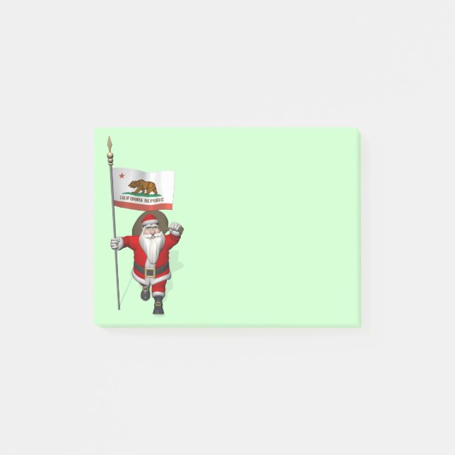 Santa Claus With Ensign Of California Post-it Notes (Front)