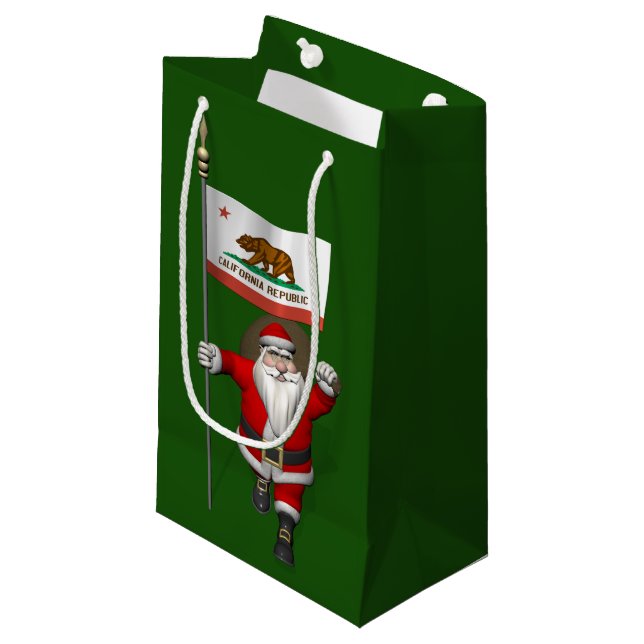 Santa Claus With Ensign Of California Small Gift Bag (Front Angled)