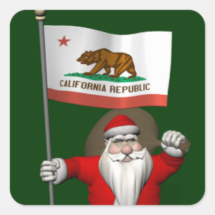 Santa Claus With Ensign Of California Sticker