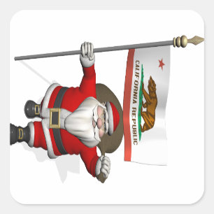 Santa Claus With Ensign Of California Sticker