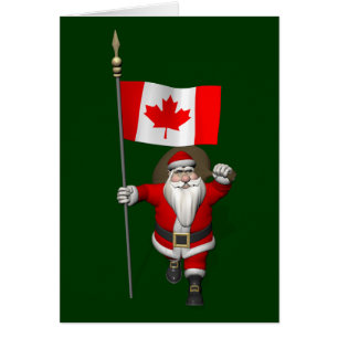 Santa Claus With Ensign Of Canada Cards