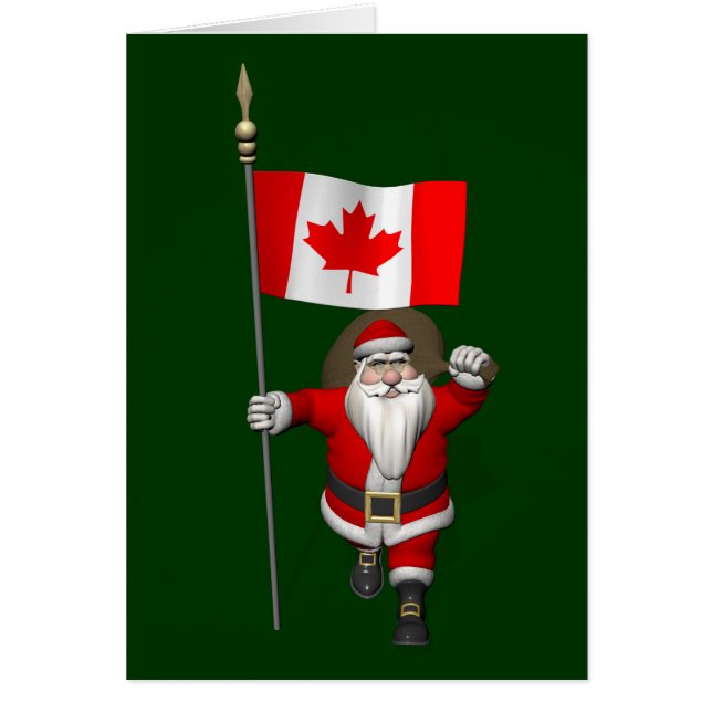 Santa Claus With Ensign Of Canada Cards (Front)