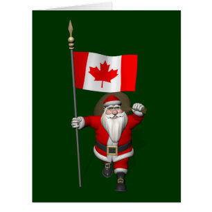 Santa Claus With Ensign Of Canada Cards