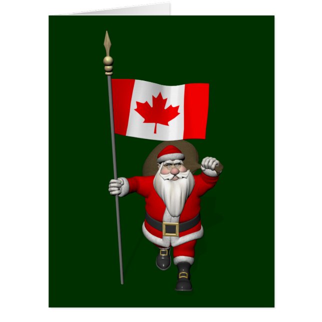 Santa Claus With Ensign Of Canada Cards (Front)