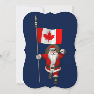 Santa Claus With Ensign Of Canada Holiday Card