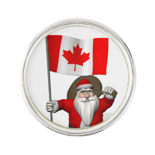 Santa Claus With Ensign Of Canada Lapel Pin