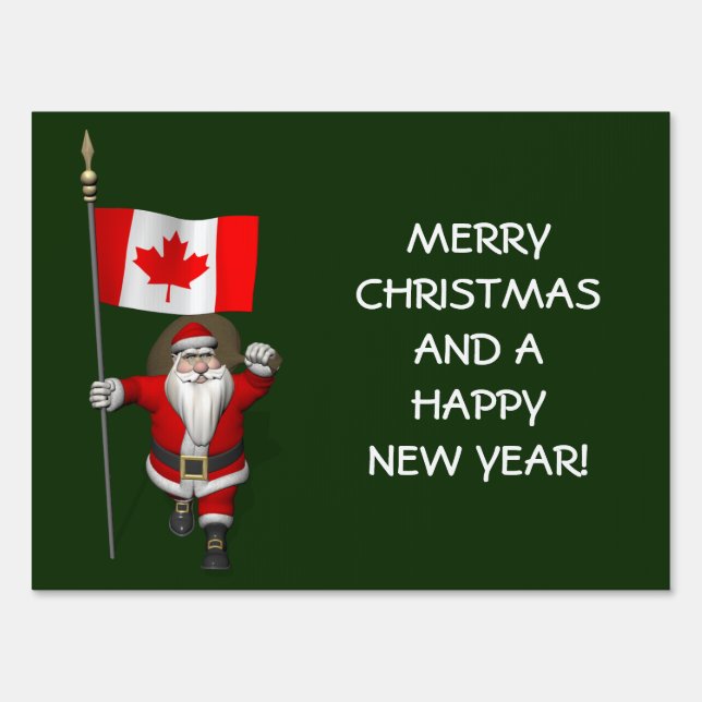 Santa Claus With Ensign Of Canada Sign (Front)