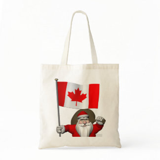 Santa Claus With Ensign Of Canada Tote Bag