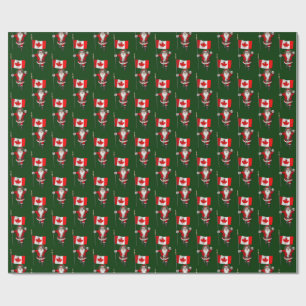 Santa Claus With Ensign Of Canada Wrapping Paper