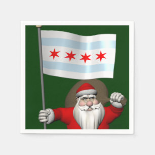 Santa Claus With Ensign Of Chicago Paper Napkins