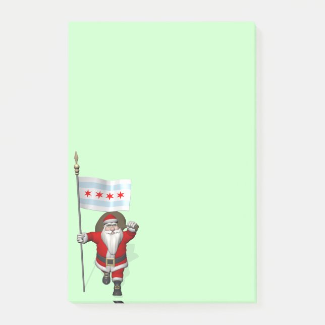 Santa Claus With Ensign Of Chicago Post-it Notes (Front)