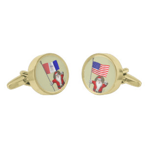 Santa Claus With Ensign Of Cleveland Gold Cufflinks