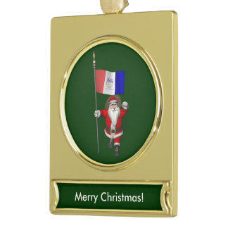 Santa Claus With Ensign Of Cleveland Gold Plated Banner Ornament
