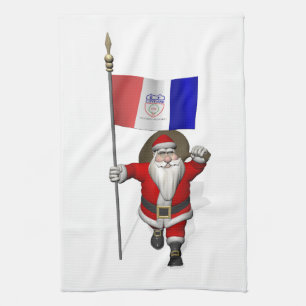 Santa Claus With Ensign Of Cleveland Kitchen Towel