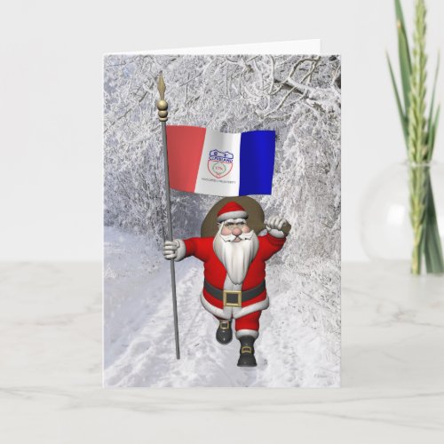 Santa Claus With Ensign Of Cleveland Ohio Holiday Card