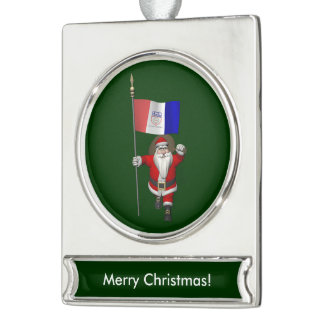 Santa Claus With Ensign Of Cleveland Silver Plated Banner Ornament