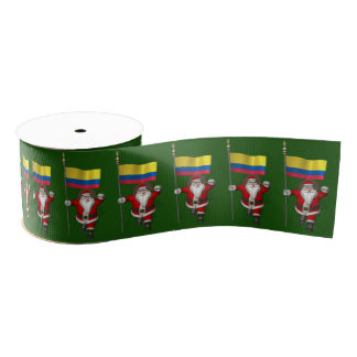 Santa Claus With Ensign Of Colombia Grosgrain Ribbon