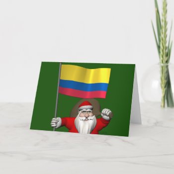 Santa Claus With Ensign Of Colombia Holiday Card by santa_world_flags at Zazzle