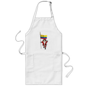 Santa Claus With Ensign Of Colombia Long Apron