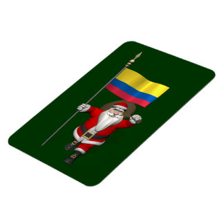Santa Claus With Ensign Of Colombia Magnet