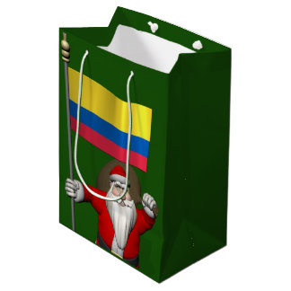 Santa Claus With Ensign Of Colombia Medium Gift Bag