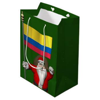 Santa Claus With Ensign Of Colombia Medium Gift Bag by santa_world_flags at Zazzle