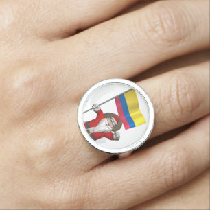 Santa Claus With Ensign Of Colombia Ring