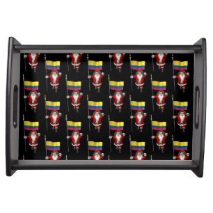 Santa Claus With Ensign Of Colombia Serving Tray