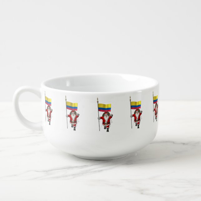 Santa Claus With Ensign Of Colombia Soup Mug (Right)